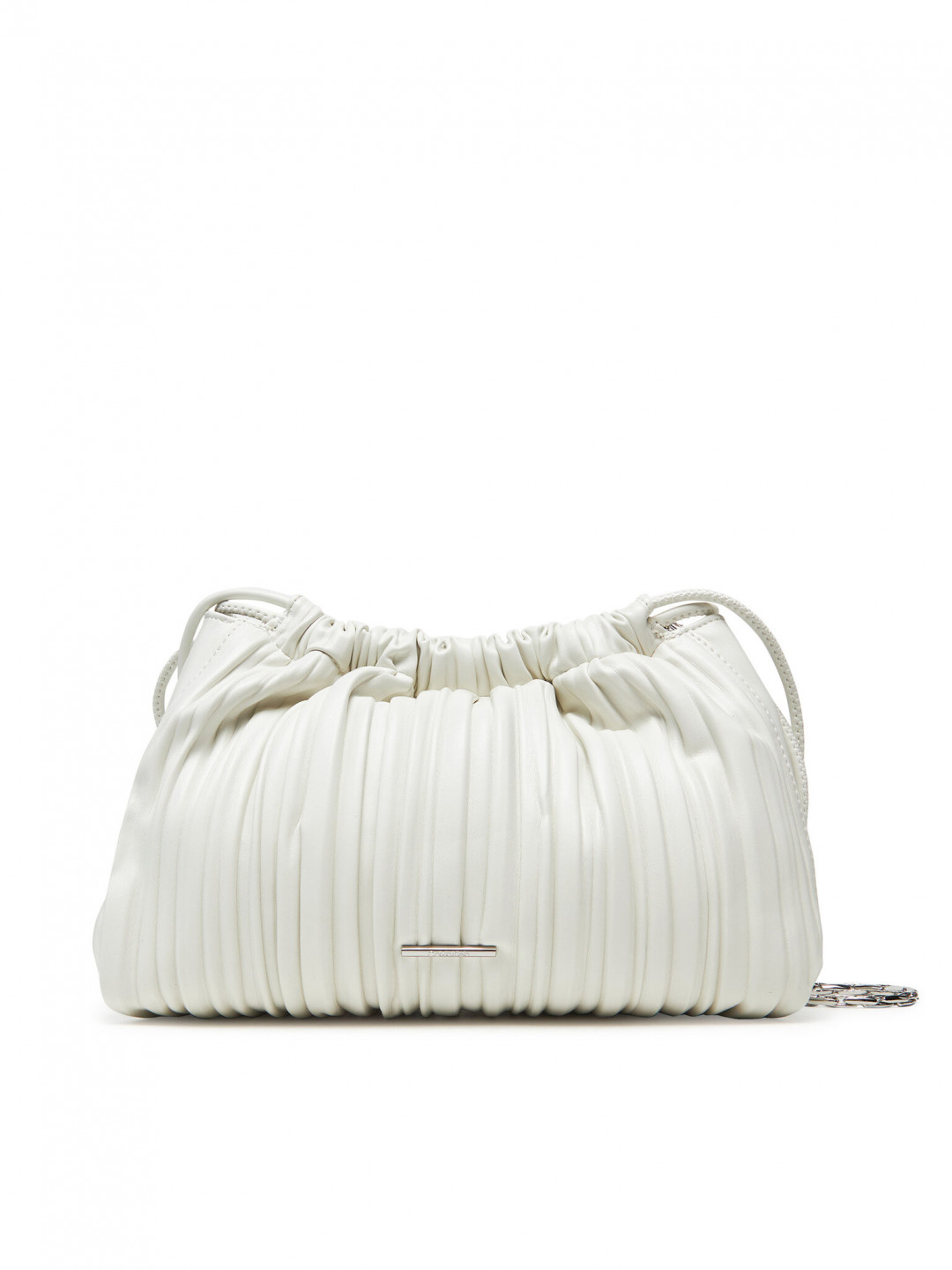 Calvin Klein Kabelka Drawstring Plisse Crossbody LV04F3076G Bílá